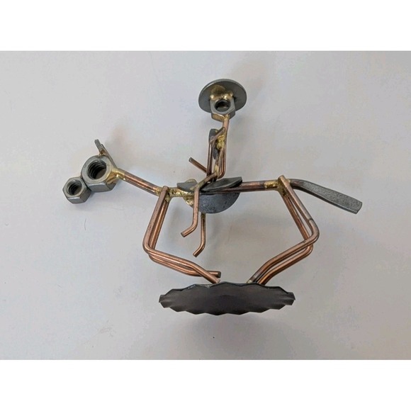 Horseback Man Collectible Handmade Metal Art Figurine Desk Accessories Trophy - Picture 2 of 6